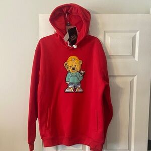 Bleecker & Mercer Red Hoodie with Bear Design size 2X brand new length 32”